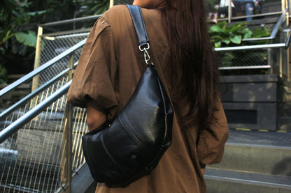 Women's genuine cowhide leather handbag Croissant design