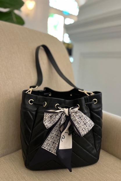 Women's lambskin leather handbag bucket bag Falten design