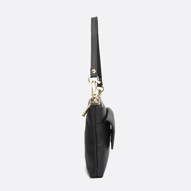 Women's cowhide leather clutch bag Button design