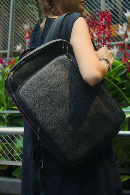 Unisex cowhide leather 2 in 1 travel backpack