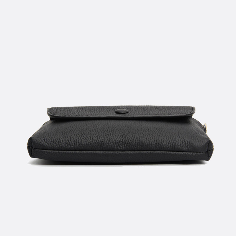 Women's cowhide leather clutch bag Button design