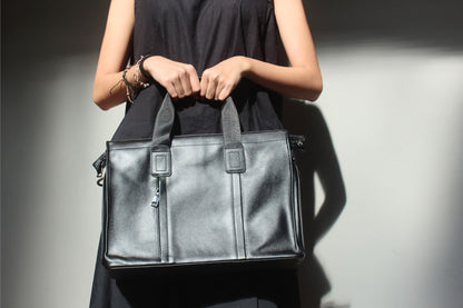 Unisex genuine cowhide leather Potter design briefcase with sling