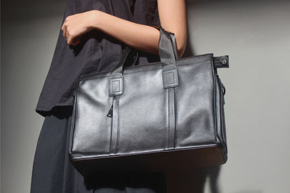 Unisex genuine cowhide leather Potter design briefcase with sling