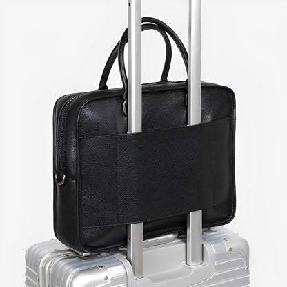 Unisex genuine cowhide leather travel briefcase zip design