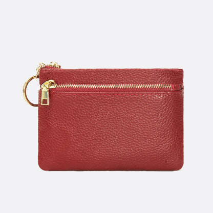 Women's genuine cowhide leather pouch Double zip design