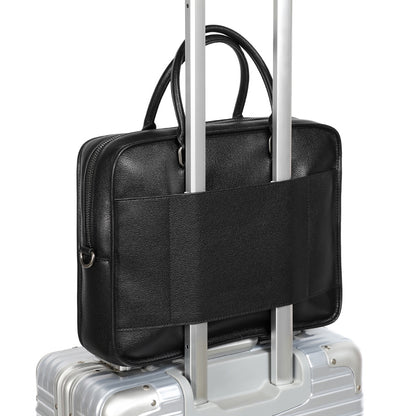 Unisex genuine cowhide leather travel briefcase zip design