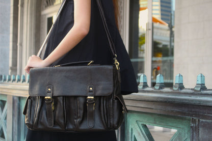 Unisex Women's and Men's genuine cowhide leather satchel briefcase Torba design