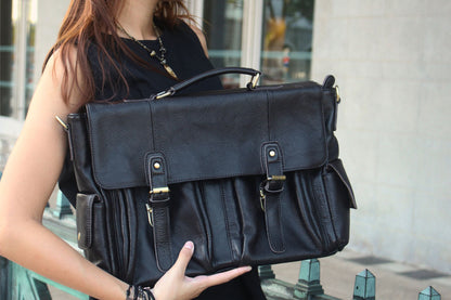 Unisex Women's and Men's genuine cowhide leather satchel briefcase Torba design