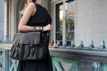 Unisex Women's and Men's genuine cowhide leather satchel briefcase Torba design