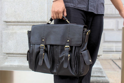 Unisex Women's and Men's genuine cowhide leather satchel briefcase Torba design