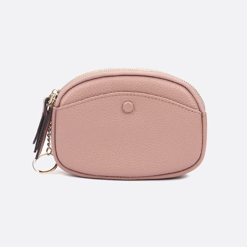 Women's genuine cowhide leather pouch Murca double zip design with keyring