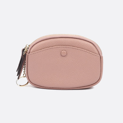 Women's genuine cowhide leather pouch Murca double zip design with keyring