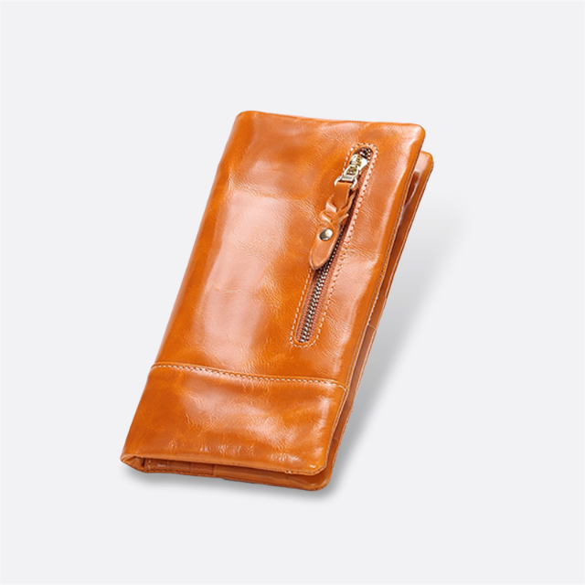 Women's waxed cowhide leather wallet/purse Prya V3 design