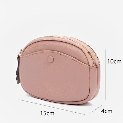 Women's genuine cowhide leather pouch Murca double zip design with keyring