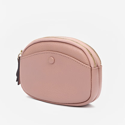 Women's genuine cowhide leather pouch Murca double zip design with keyring