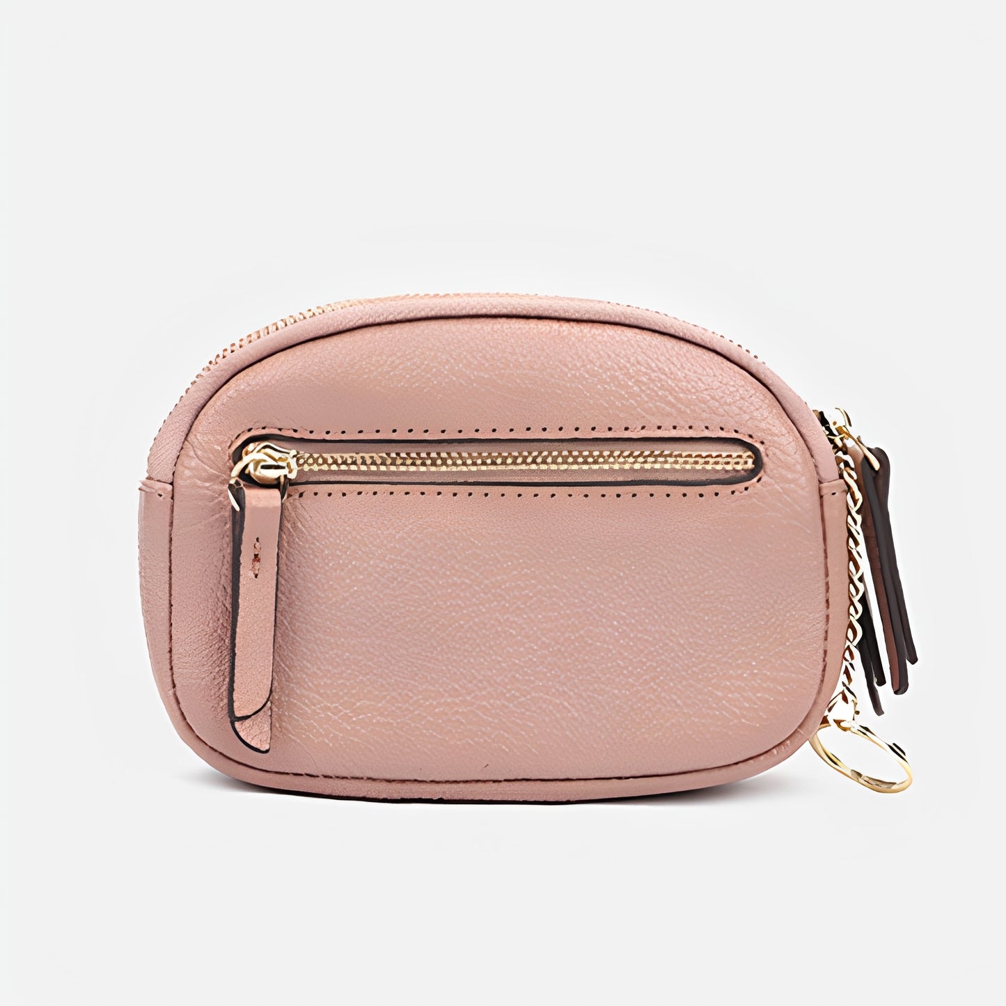 Women's genuine cowhide leather pouch Murca double zip design with keyring