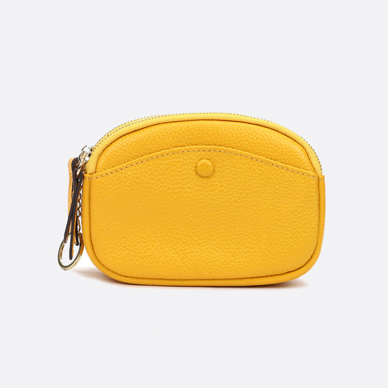 Women's genuine cowhide leather pouch Murca double zip design with keyring