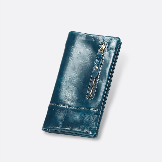 Women's waxed cowhide leather wallet/purse Prya V3 design