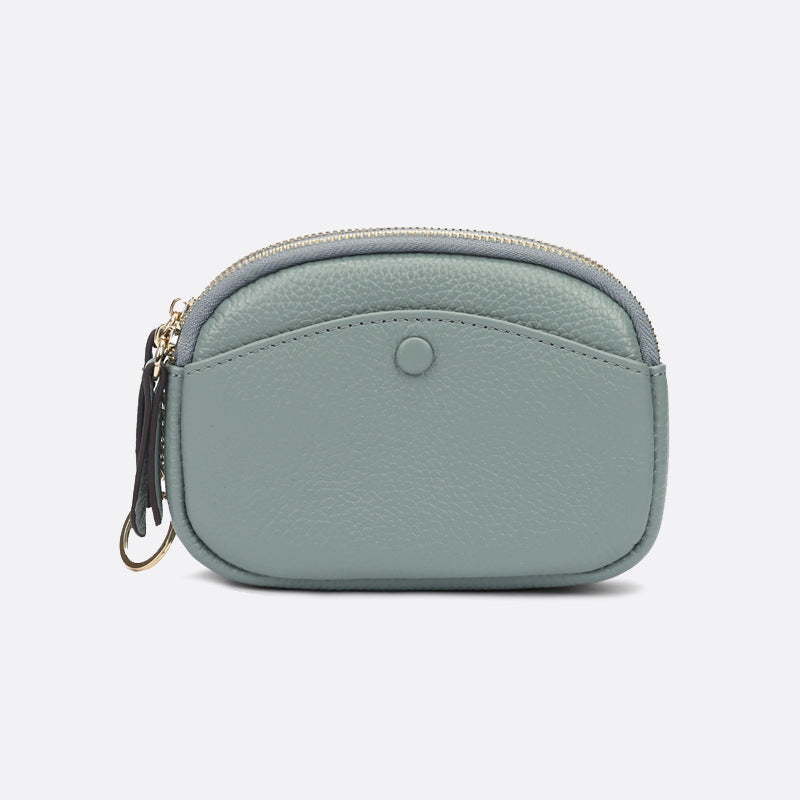 Women's genuine cowhide leather pouch Murca double zip design with keyring