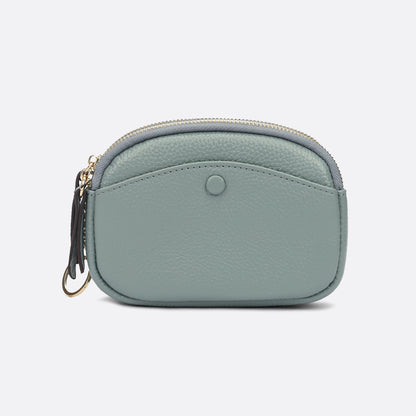 Women's genuine cowhide leather pouch Murca double zip design with keyring