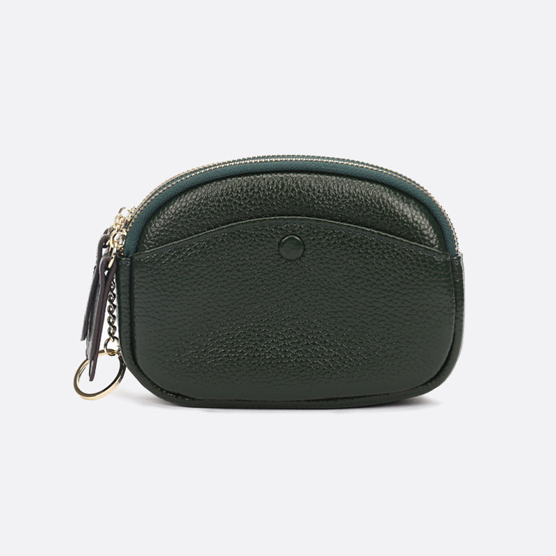 Women's genuine cowhide leather pouch Murca double zip design with keyring