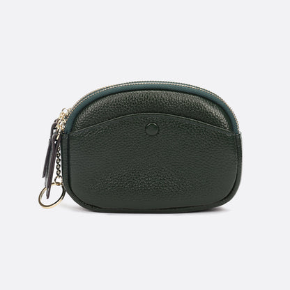 Women's genuine cowhide leather pouch Murca double zip design with keyring