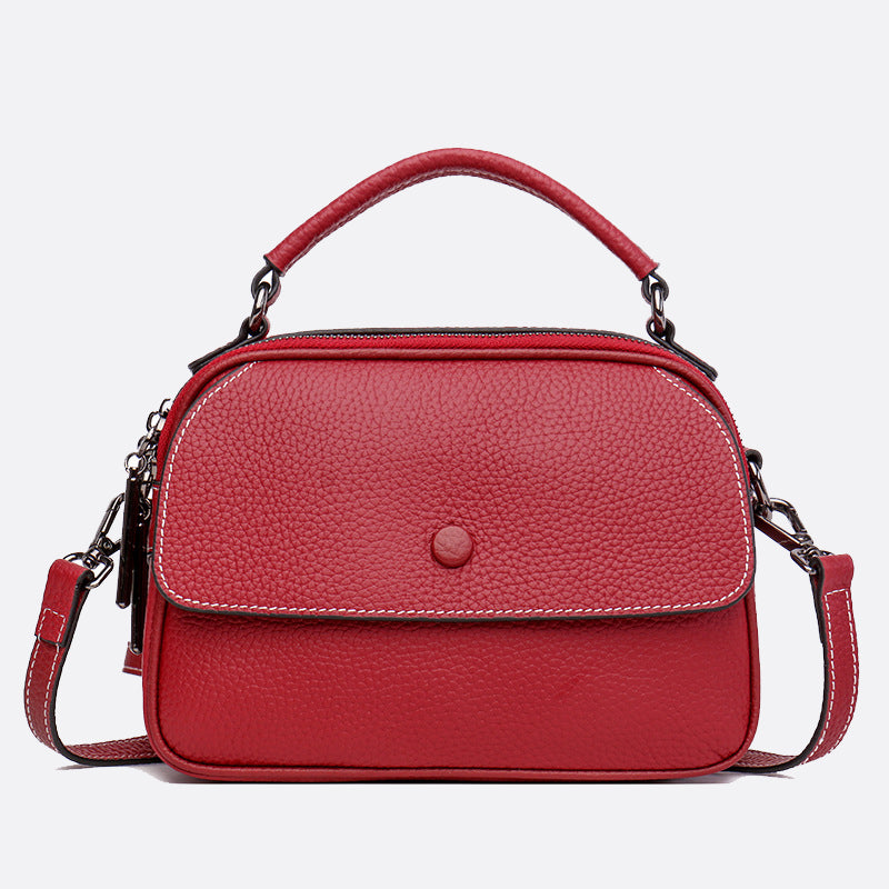 Women's genuine cowhide leather handbag Demi design with 2 straps