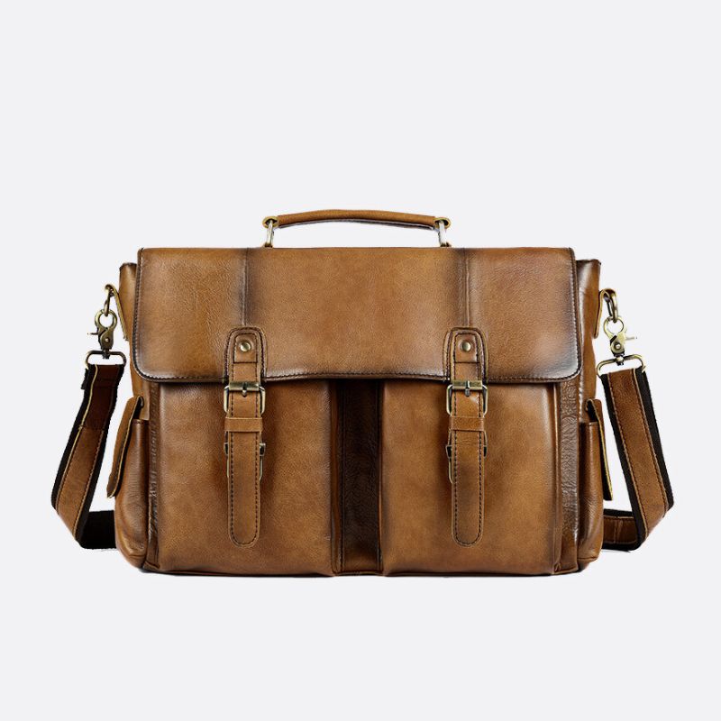Unisex Women's and Men's genuine cowhide leather satchel briefcase Torba design