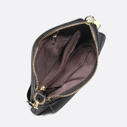 Women's cowhide leather clutch bag Button design