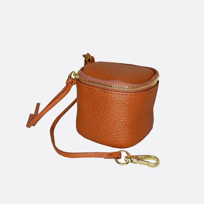 Women's genuine cowhide leather pouch Square design bag charm