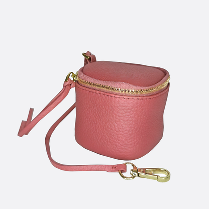 Women's genuine cowhide leather pouch Square design bag charm