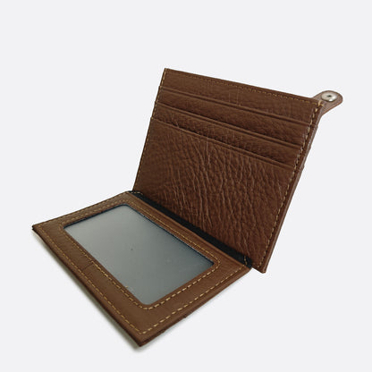 Unisex cowhide leather card holder with buckle