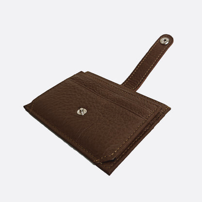 Unisex cowhide leather card holder with buckle