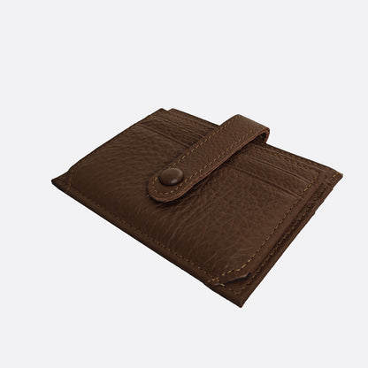 Unisex cowhide leather card holder with buckle