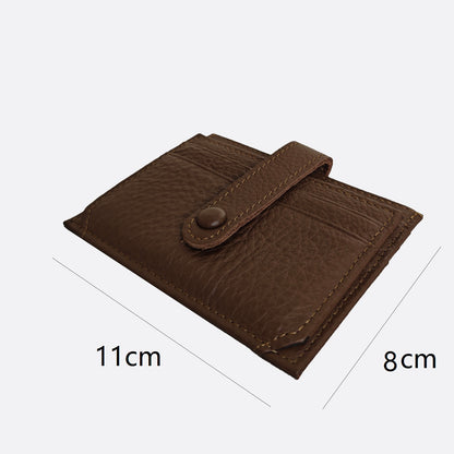 Unisex cowhide leather card holder with buckle
