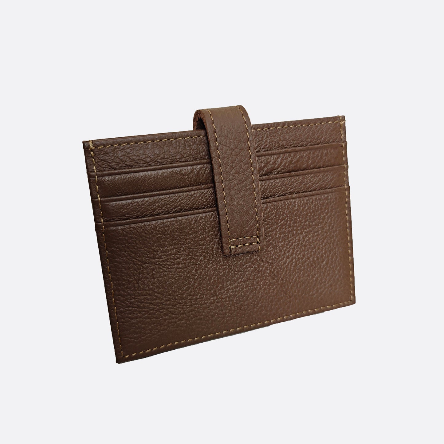 Unisex cowhide leather card holder with buckle