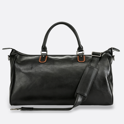 Unisex Women's and Men's genuine cowhide leather duffel travel bag with luggage sleeve