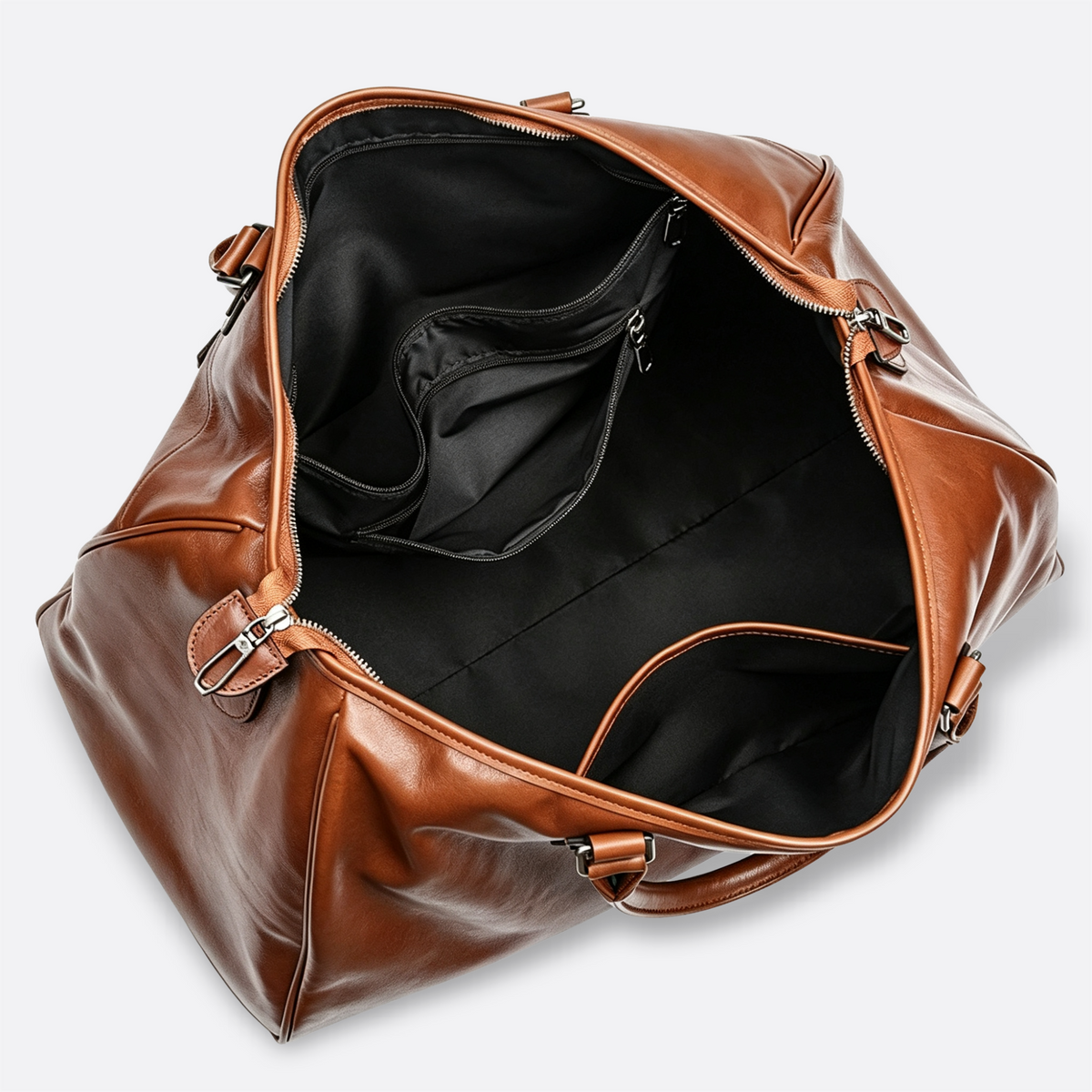 Unisex Women's and Men's genuine cowhide leather duffel travel bag with luggage sleeve