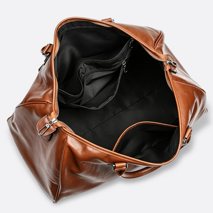 Unisex Women's and Men's genuine cowhide leather duffel travel bag with luggage sleeve