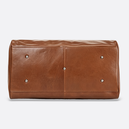 Unisex Women's and Men's genuine cowhide leather duffel travel bag with luggage sleeve