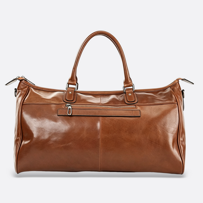 Unisex Women's and Men's genuine cowhide leather duffel travel bag with luggage sleeve