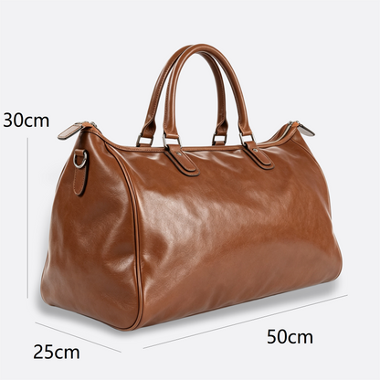 Unisex Women's and Men's genuine cowhide leather duffel travel bag with luggage sleeve