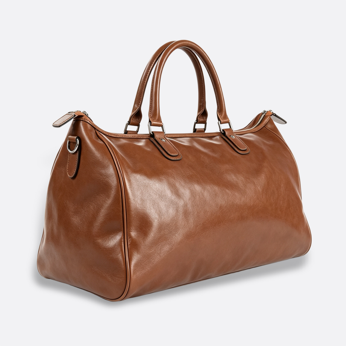 Unisex Women's and Men's genuine cowhide leather duffel travel bag with luggage sleeve