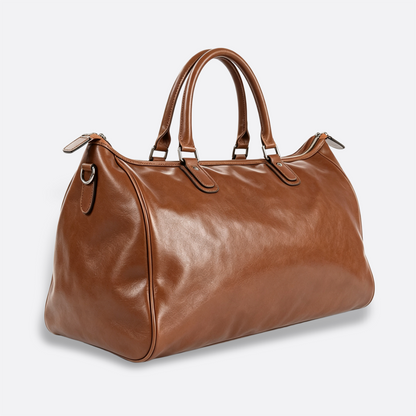 Unisex Women's and Men's genuine cowhide leather duffel travel bag with luggage sleeve
