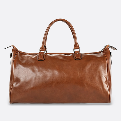 Unisex Women's and Men's genuine cowhide leather duffel travel bag with luggage sleeve