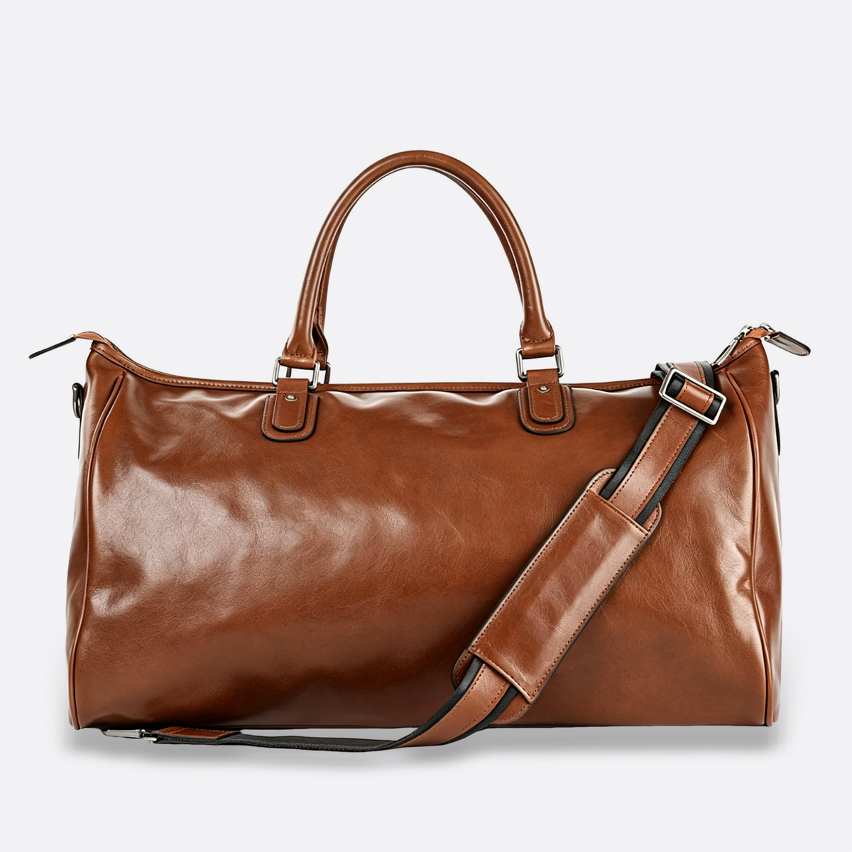 Unisex Women's and Men's genuine cowhide leather duffel travel bag with luggage sleeve