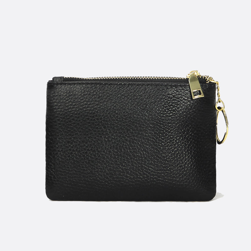 Women's genuine cowhide leather pouch Double zip design