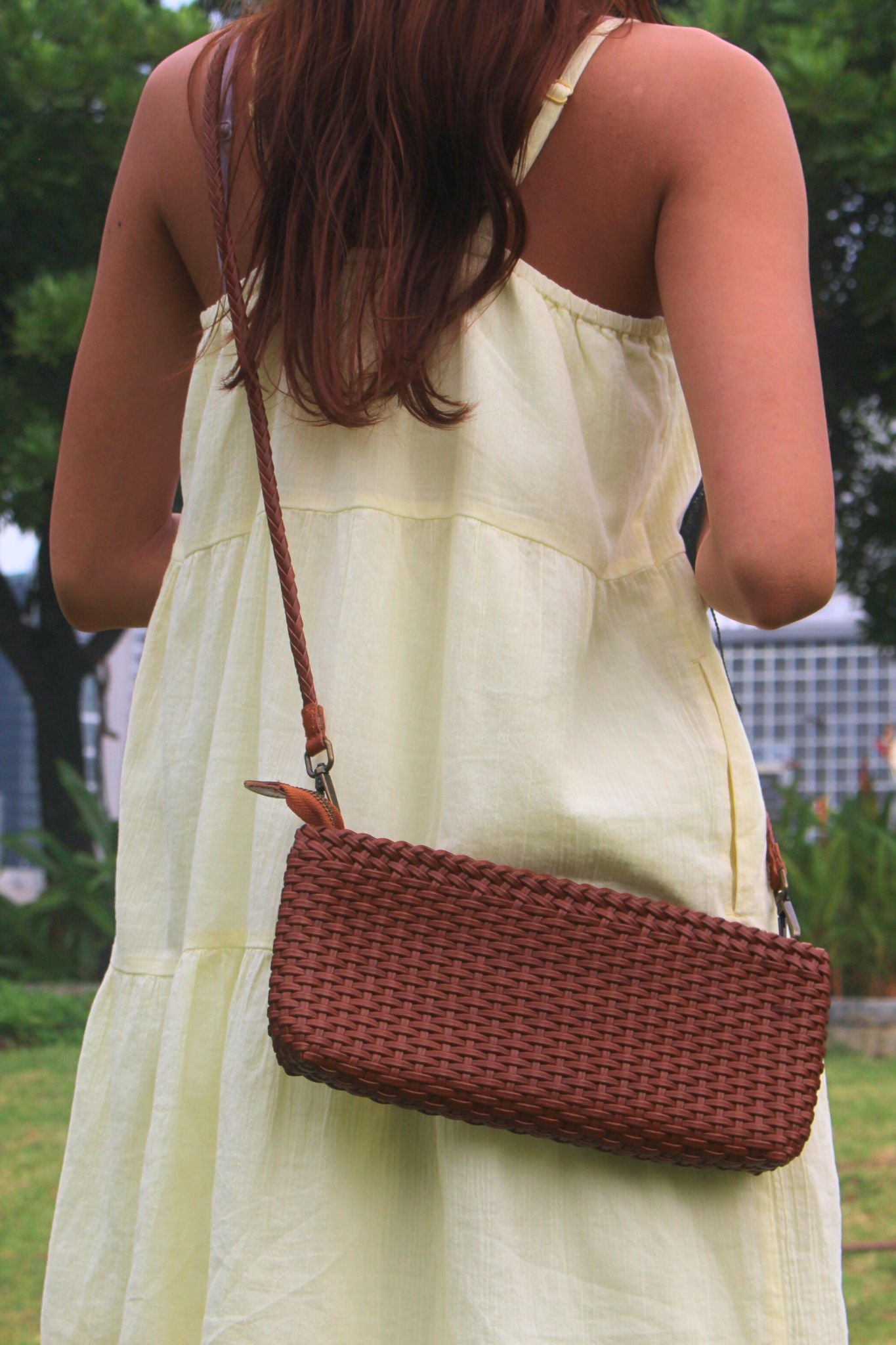 Women's genuine handwoven cowhide leather handbag Vivien design