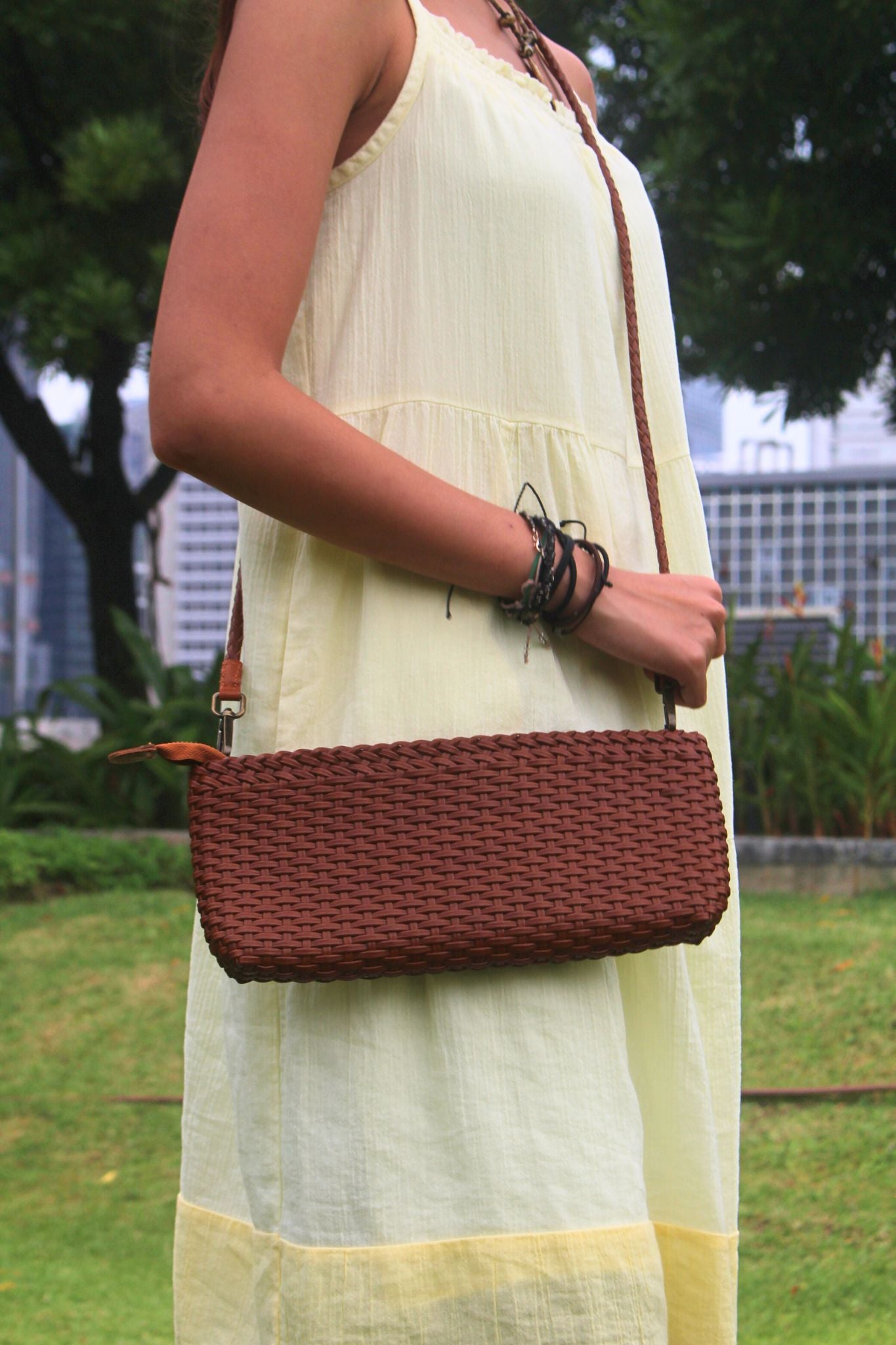 Women's genuine handwoven cowhide leather handbag Vivien design