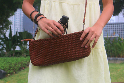 Women's genuine handwoven cowhide leather handbag Vivien design